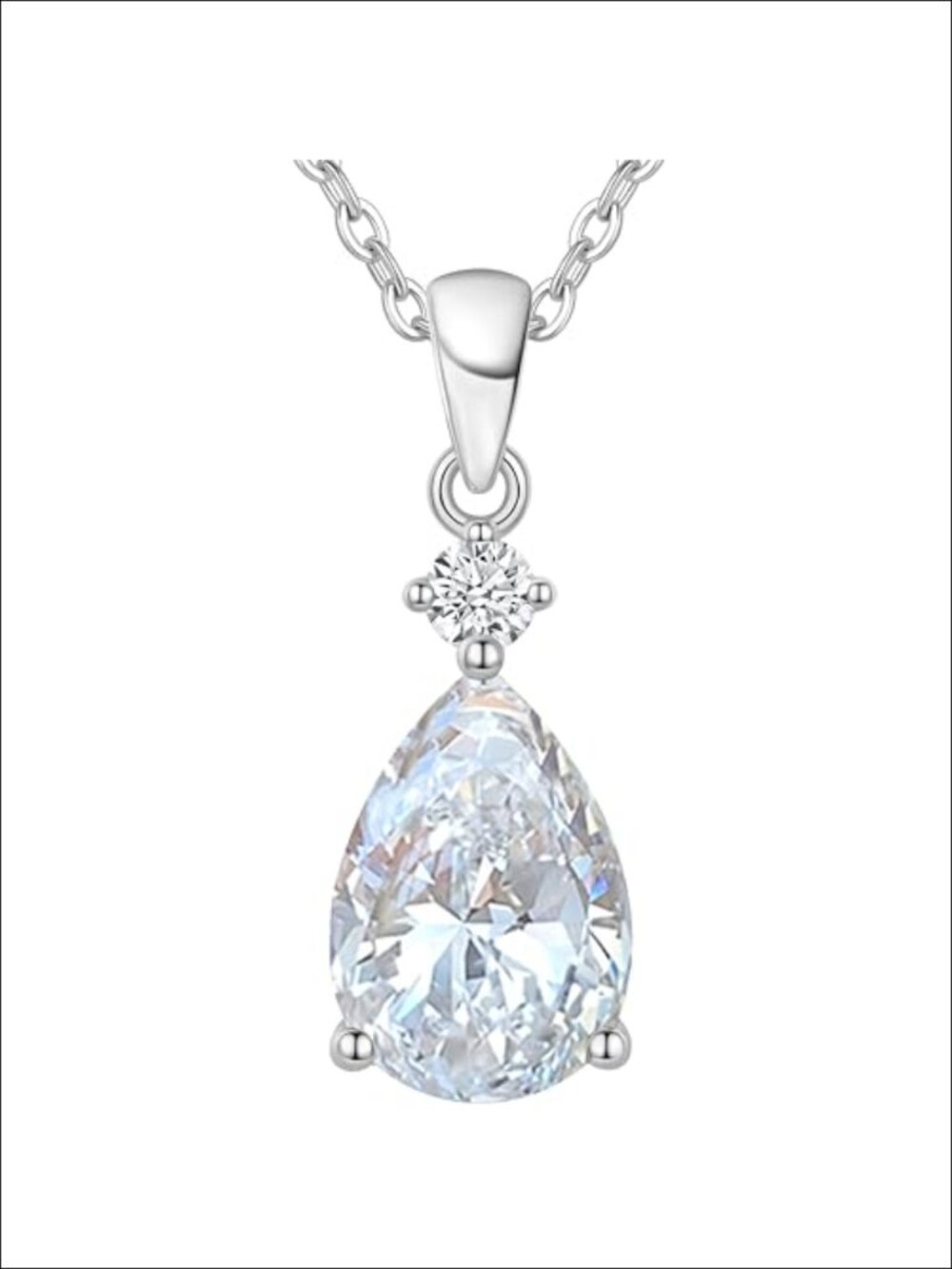 Teardrop Birthstone Necklace 925 Sterling Silver CZ Pendant